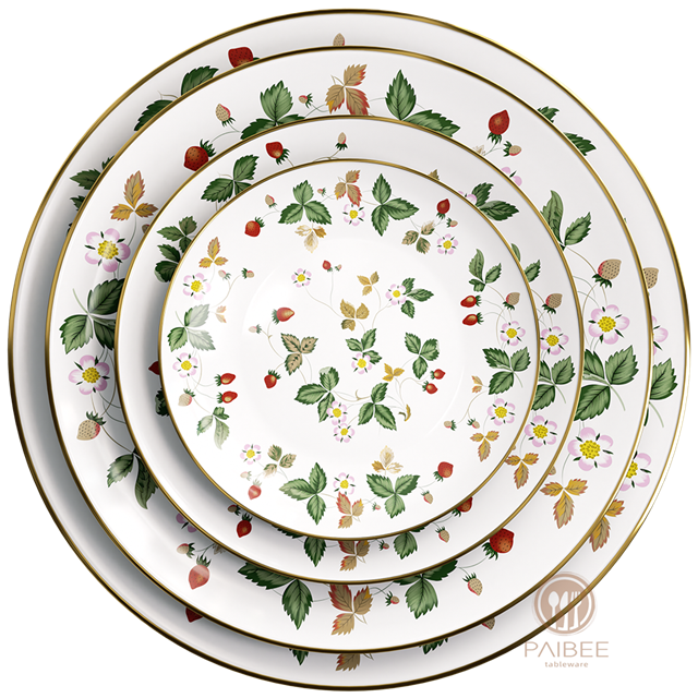 Wild Strawberry Gold-rimmed High-end Bone China British Pastoral Style High Quality Exquisite