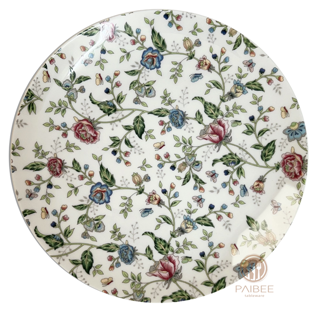 Flower bone china plate vegetable plate, dessert plate, microwaveable tableware