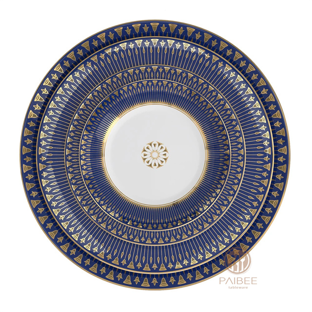 Classic Blue Bone China Dishes Porcelain Dinnerware Set With Cup&amp;saucer Gold Rim Dinner Plate For Wedding Party