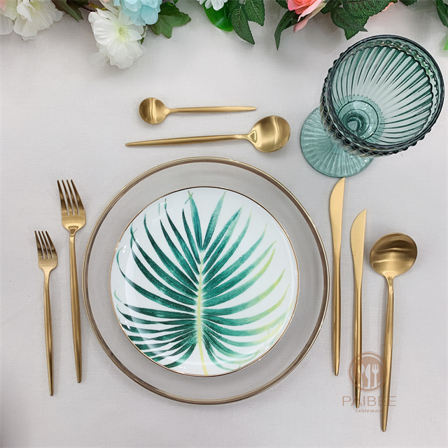 Palm Leaf Nordic Style Tableware Hotel Household Bone Porcelain Plate Set