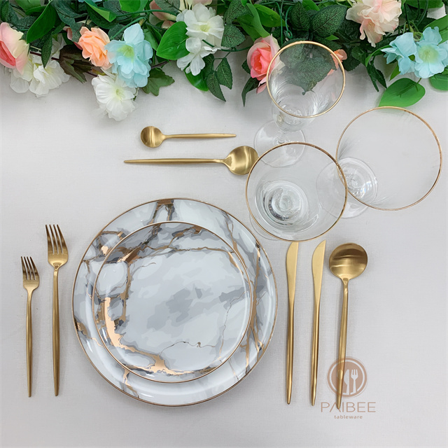 Metallic Marble Bone China Light Luxury Elegance