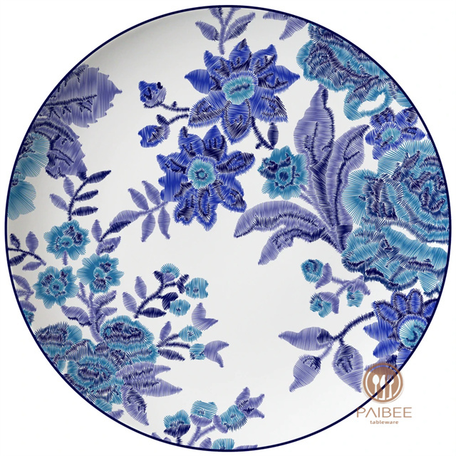 Ceramic Dinning Plates Flower Charger Plate Porcelain Dinner Plate Bone China Dinnerware For Party