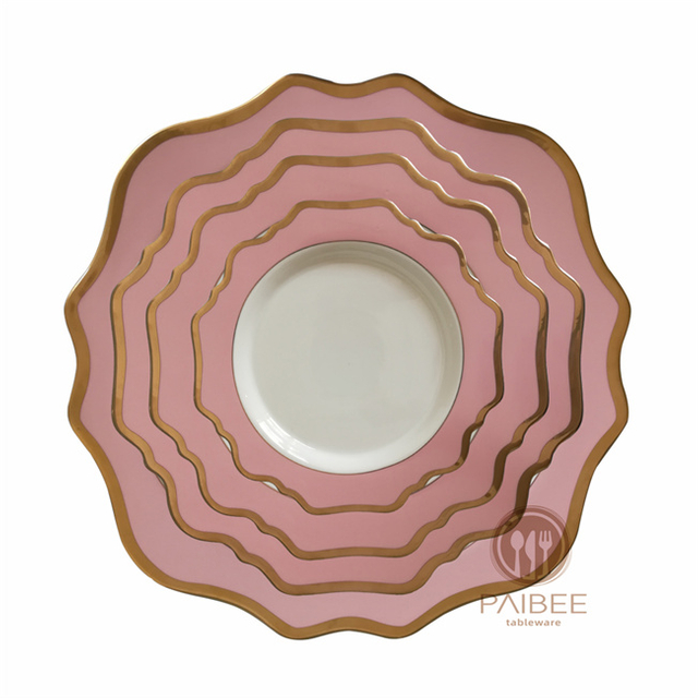 Pink Sunflower Bone China Plates for Girl's Baby Show