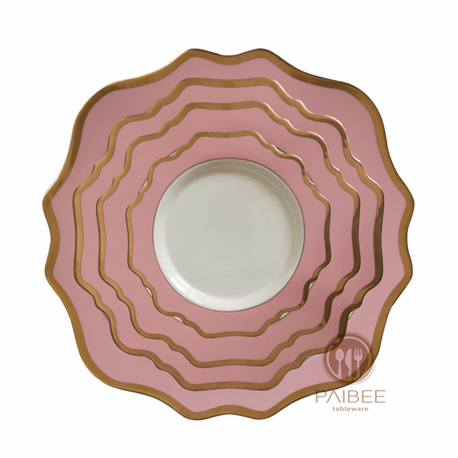 Pink Sunflower Bone China Plates for Girl's Baby Show