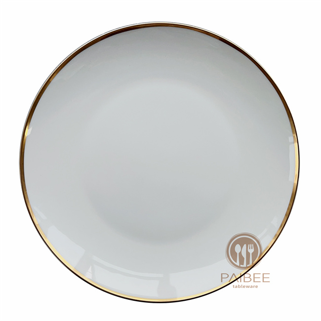 gold rim coupe dinner plate Luxurious Gold Rim China Collection White Dinner plate with gold rim