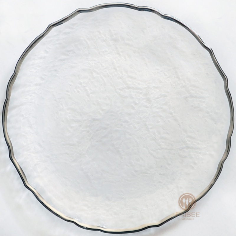 Multi-Color Ripple Textured Crystal Glass Charger Plate with Custom Options