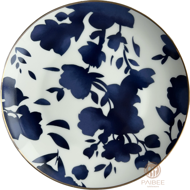 Blue Rhyme Elegant Flower Bone China Plate Suitable for Wedding Party Banquet