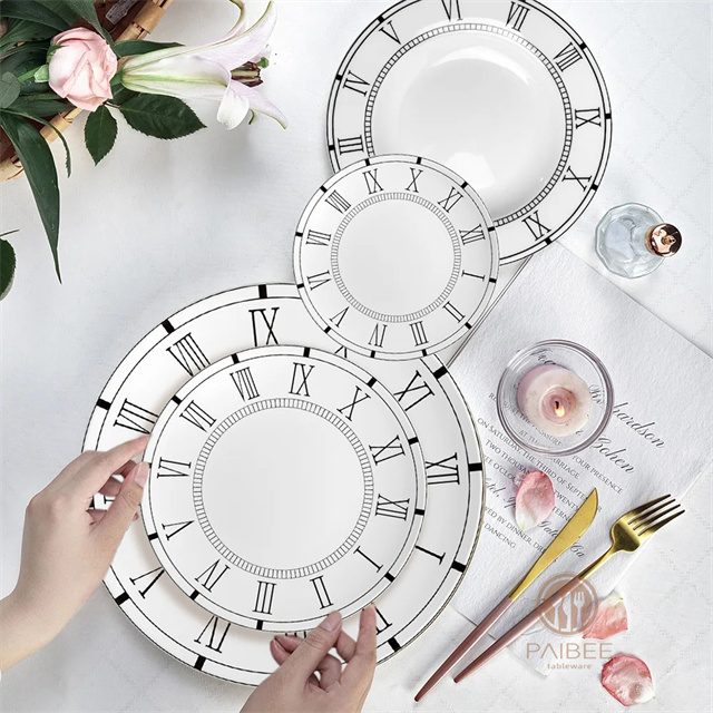 High Quality New Design Ceramic Western Wedding Bone China Dinnerware Round Porcelain Dinner Sets