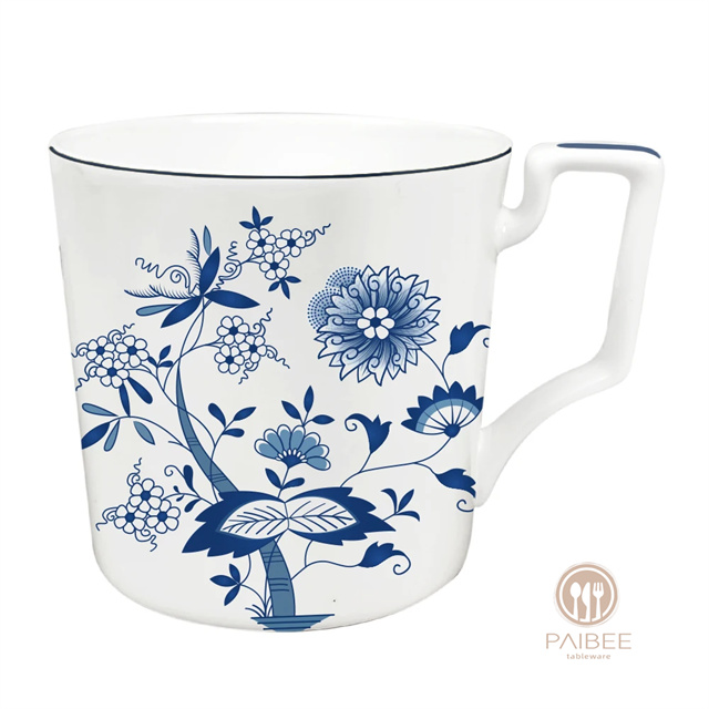 Wholesale Blue Flower Tableware Restaurant Wedding Dinner Plate Set Dishes Porcelain Ceramics Plates Dinnerware For Home
