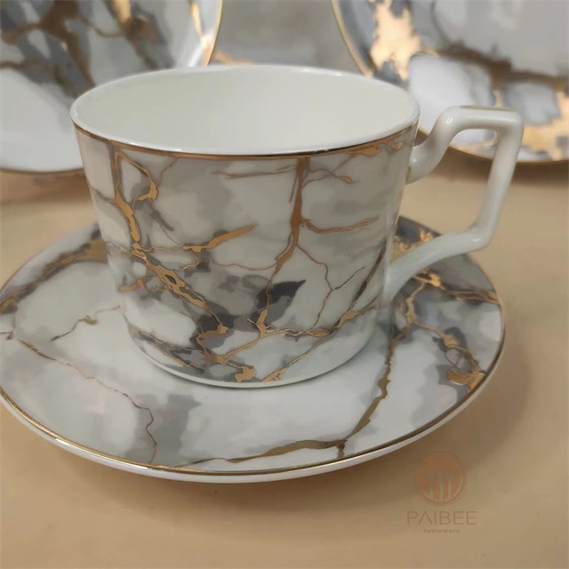 Metallic Marble Bone China Light Luxury Elegance