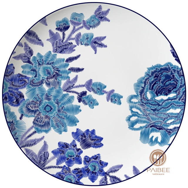 Ceramic Dinning Plates Flower Charger Plate Porcelain Dinner Plate Bone China Dinnerware For Party