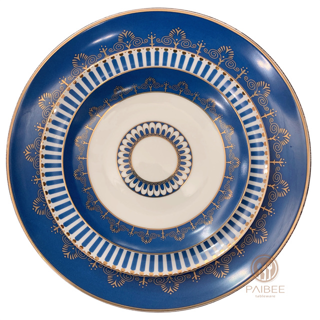 European Retro Light Luxury Hotel Restaurant Home Bone China Plate Set