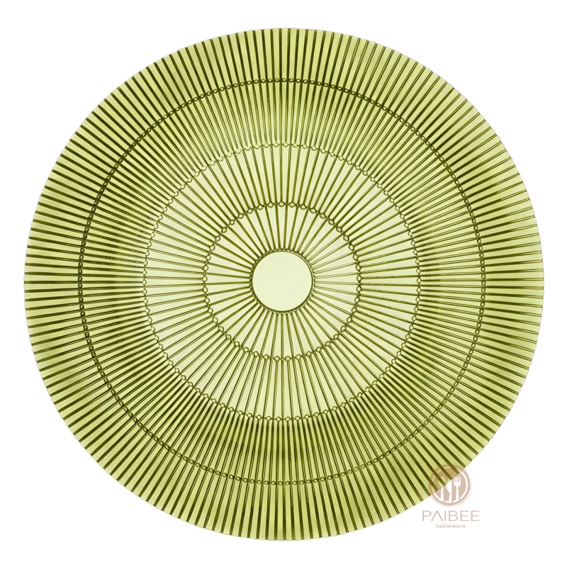 Multi-Color Sunburst Radial Line Glass Charger Plate for Wedding & Banquet