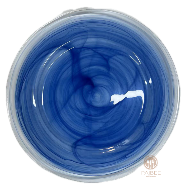Multi-Color Swirl Pattern Crystal Glass Charger Plate with Custom Options