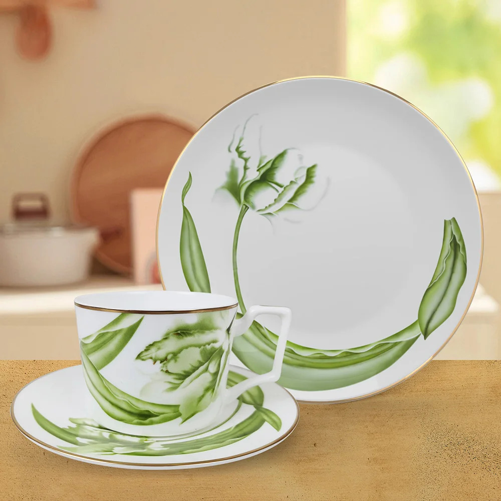 Gold Rim Dinner Plate Tableware Fine China Colorful Dinnerware Sets For Hotel Party