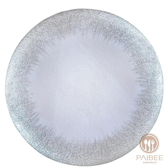  Brush Gold Foil Rim Glass Charger Plates Modern Glam Look Bulk Set Of 4 Table Setting for Wedding