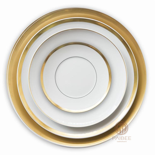 Luxury Gold-rimmed Bone China Plate