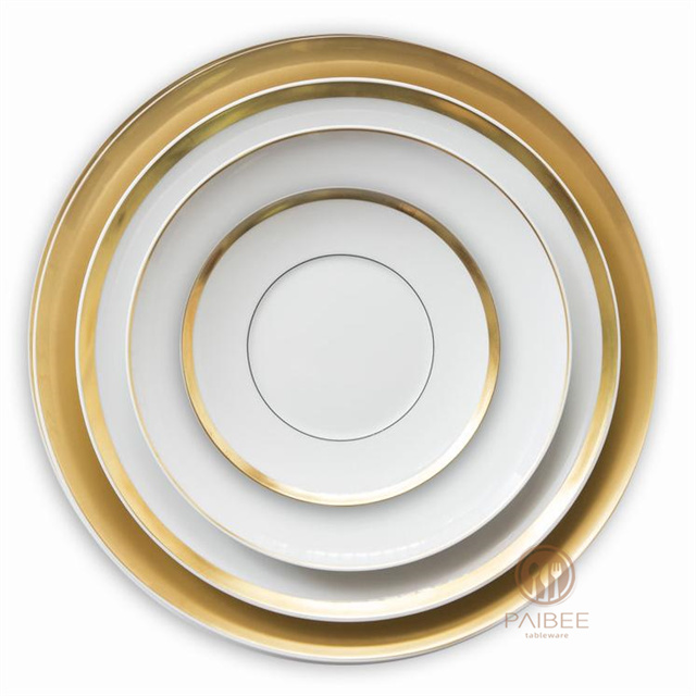 Luxury Gold-rimmed Bone China Plate