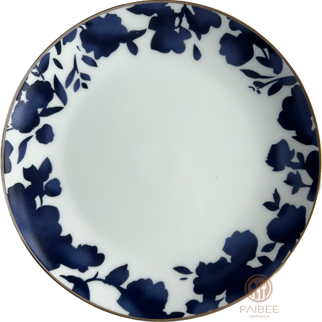Blue Rhyme Elegant Flower Bone China Plate Suitable for Wedding Party Banquet