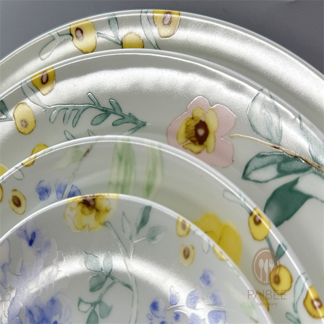 Watercolor floral round plate bone china plate furniture decoration wedding tableware