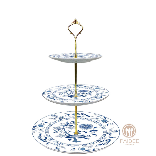 Wholesale Blue Flower Tableware Restaurant Wedding Dinner Plate Set Dishes Porcelain Ceramics Plates Dinnerware For Home