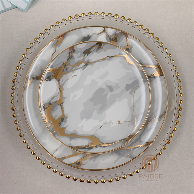 Metallic Marble Bone China Light Luxury Elegance