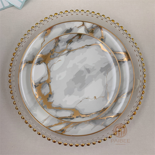Metallic Marble Bone China Light Luxury Elegance