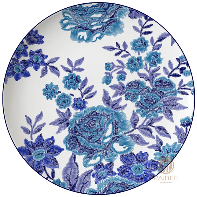 Ceramic Dinning Plates Flower Charger Plate Porcelain Dinner Plate Bone China Dinnerware For Party