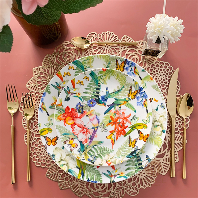 Natural Tropical Bone China Dinner Plate Set Bone China Set