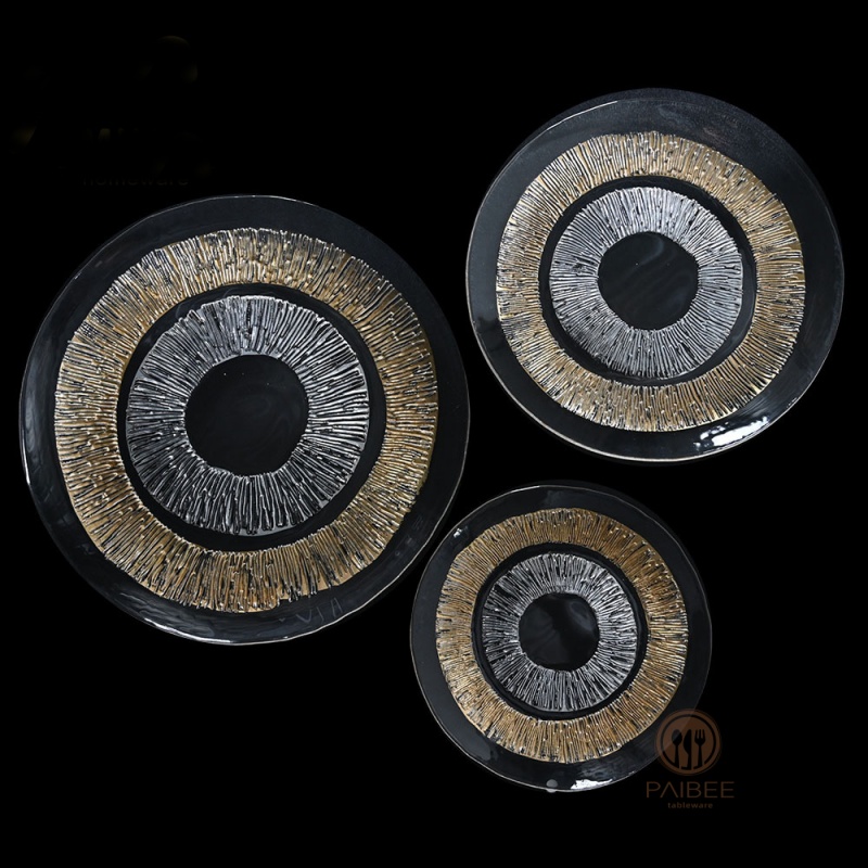 Multi-Color Concentric Brush Stroke Crystal Glass Charger Plate with Custom Options
