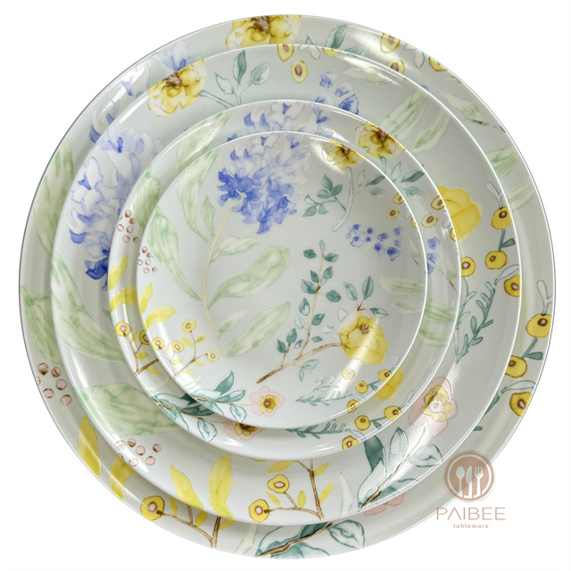 Watercolor floral round plate bone china plate furniture decoration wedding tableware