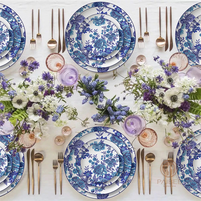 Ceramic Dinning Plates Flower Charger Plate Porcelain Dinner Plate Bone China Dinnerware For Party