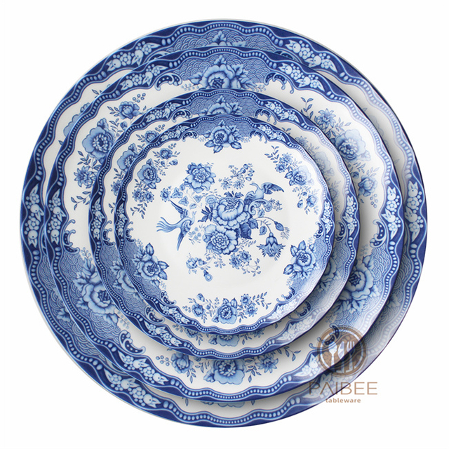 Blue Peacock Bone China Plate Paibee Tableware