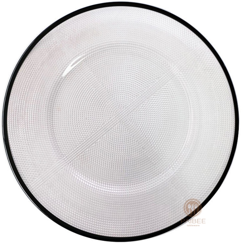 Multi-Color Lace Mandala Pattern Crystal Glass Charger Plate with Custom Options