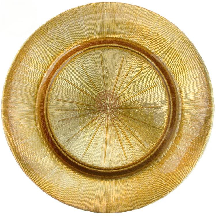 PB-7133-Black Vintage Glass Charger Plates Wholesale Black Glass Charger Plates Wedding 13inch