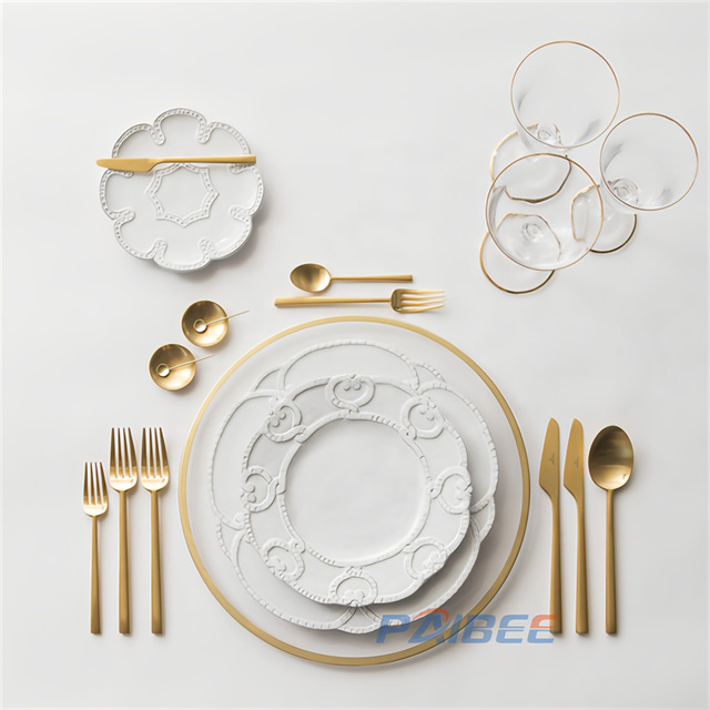 Bone China Dishes Set White Plates Sets Round Porcelain Dinner Set Ceramic Plates For Wedding