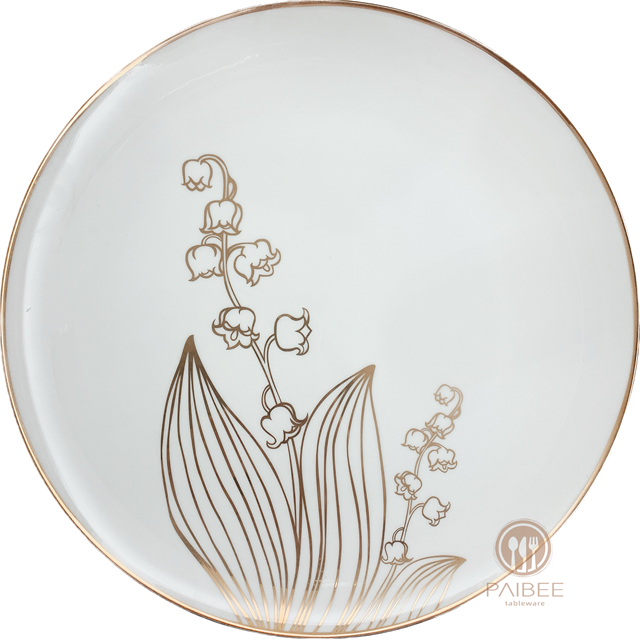 Gold border floral dinner plate