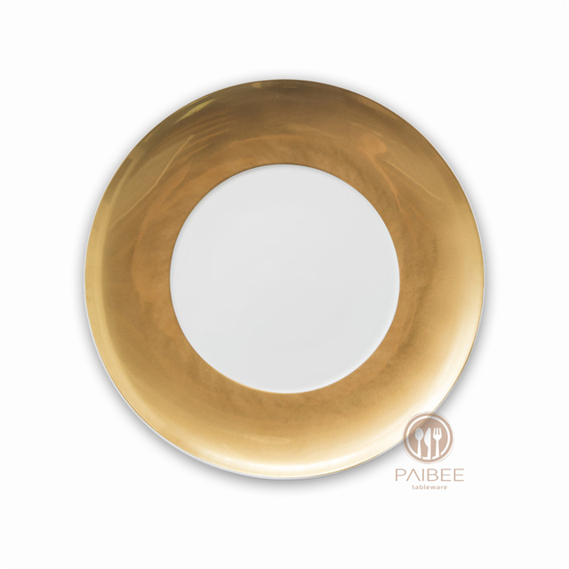 Luxury Gold-rimmed Bone China Plate