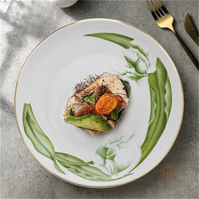 Gold Rim Dinner Plate Tableware Fine China Colorful Dinnerware Sets For Party