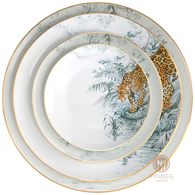Jungle Leopard Animal Bone China Tableware Creative Gift