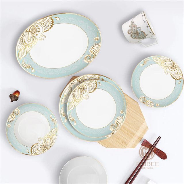 Ceramic Tableware White Porcelain Bowl Plate Elegance Fine Porcelain 4pcs Dinner Sets