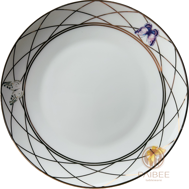 Golden Butterfly Dance bone china dinner plate