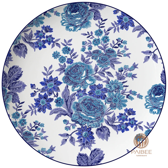 Ceramic Dinning Plates Flower Charger Plate Porcelain Dinner Plate Bone China Dinnerware For Party