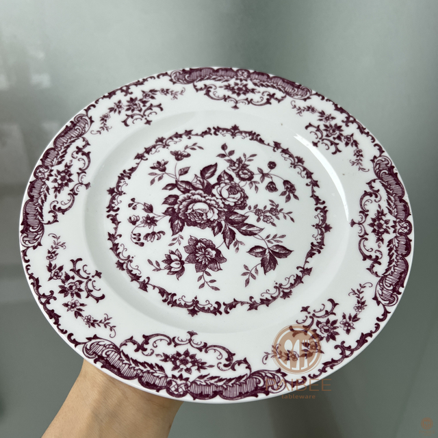 Dark Rose Porcelain Plate Wedding Bone China Ceramic Plate Set