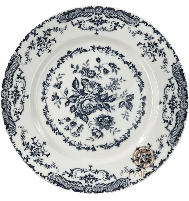Blue Petal Pattern Bone China Porcelain Plate Set for Wedding Hotel Party