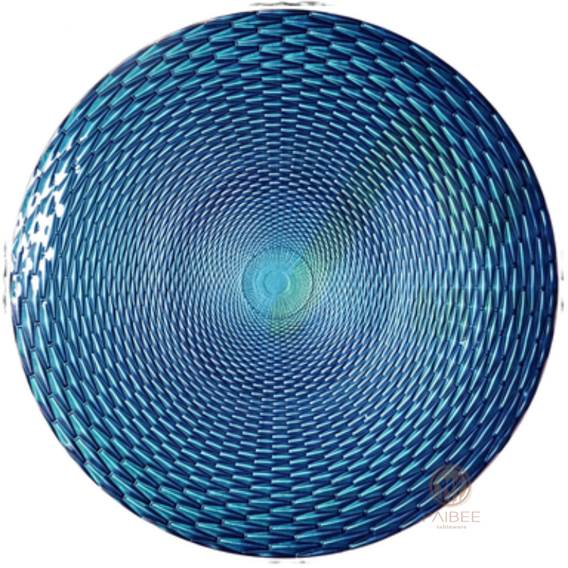 Multi-Color Spiral Weave Pattern Crystal Glass Charger Plate with Custom Options