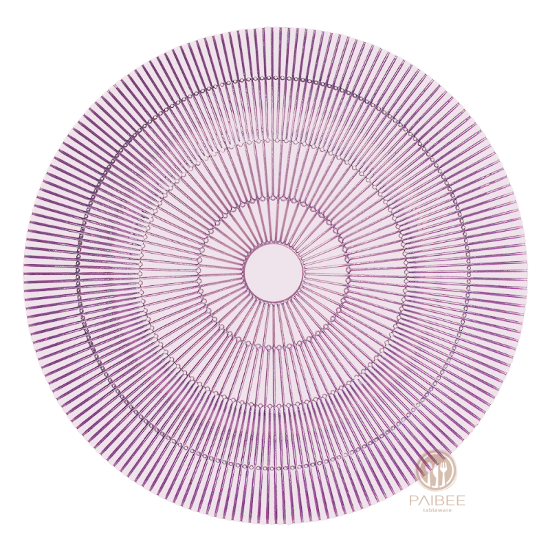 Multi-Color Sunburst Radial Line Glass Charger Plate for Wedding & Banquet
