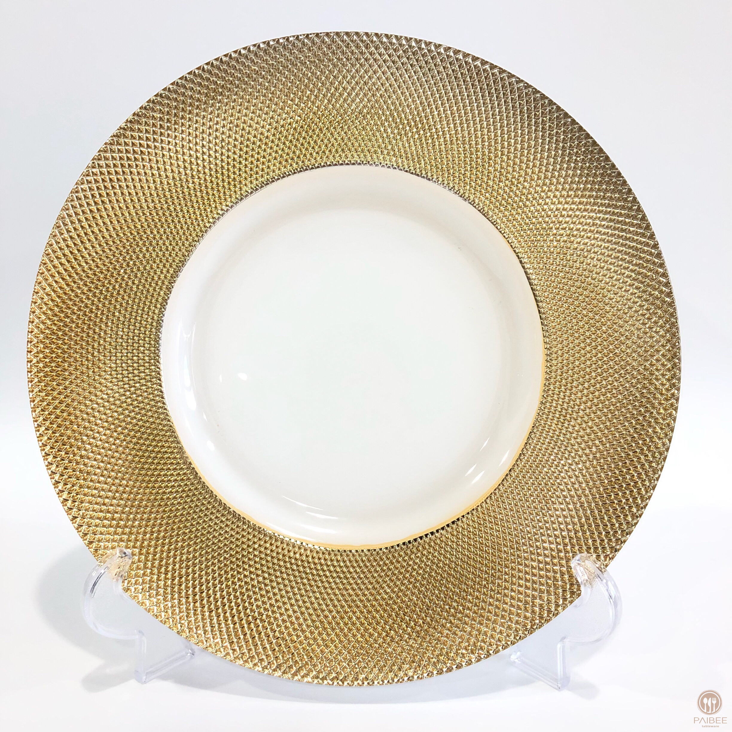 13 Inches Gold Rimmed Glass Underplates Wedding Decorative Wedding Dinner Plate Charger Plates For Party