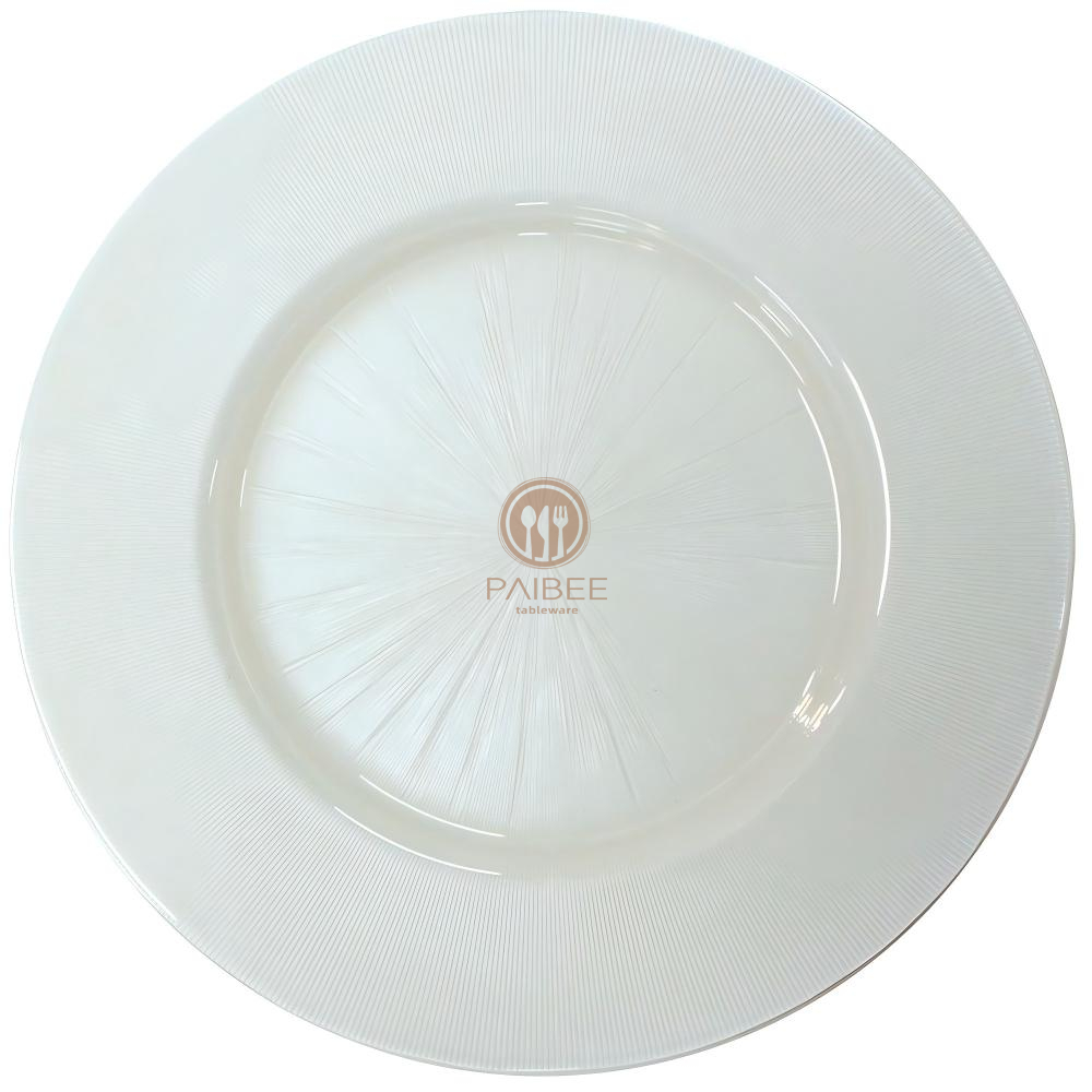 PB-7133-Black Vintage Glass Charger Plates Wholesale Black Glass Charger Plates Wedding 13inch