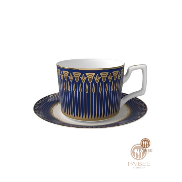 Classic Blue Bone China Dishes Porcelain Dinnerware Set With Cup&amp;saucer Gold Rim Dinner Plate For Wedding Party